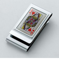 Epoxy Queen of Hearts Metal Chrome Plated 2-Sided Money Clip